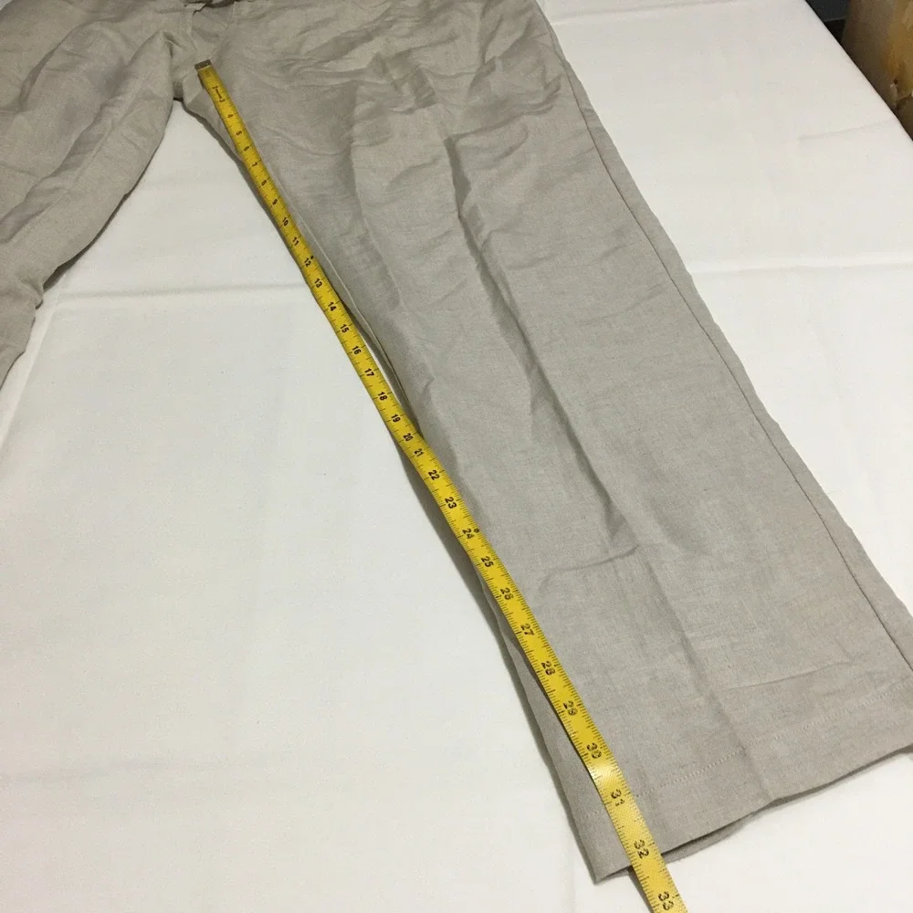 Cubavera Linen Blend Pants Mens Large Beige Drawstring Casual Relaxed